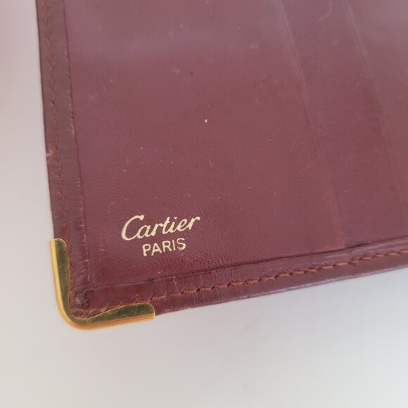 Cartier Men's Vintage Bifold Leather Bordeaux Red Wallet Medium Retro Card Fair - Picture 4 of 13